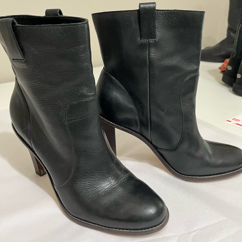 Women’s Black Leather Ankle Booties - Sleek High Heel